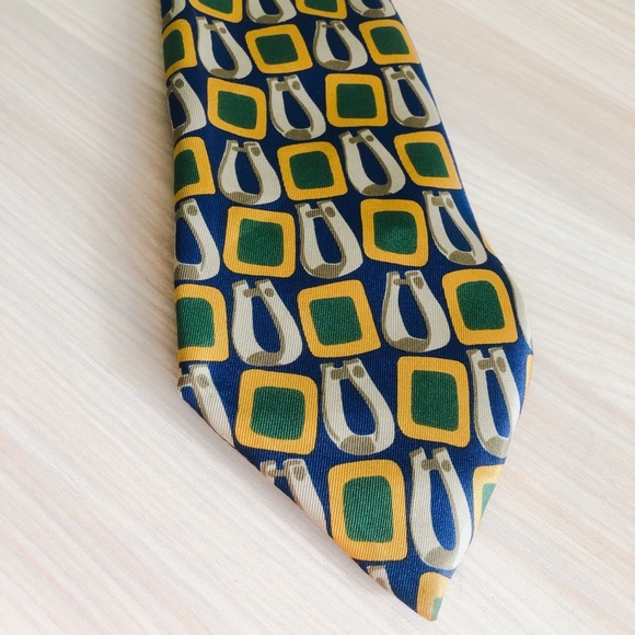 Vintage GUCCI Horseshoe Tie 🐎 100% SILK Mod Tie - Picture 3 of 8